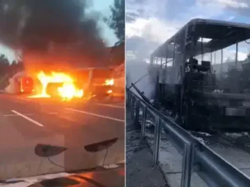 Otoyolda Yangın Faciası: Yolcu Otobüsü Alev Aldı